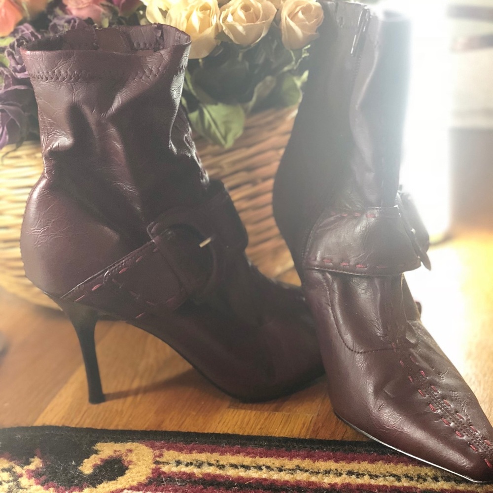 Dark Purple Leather Heels